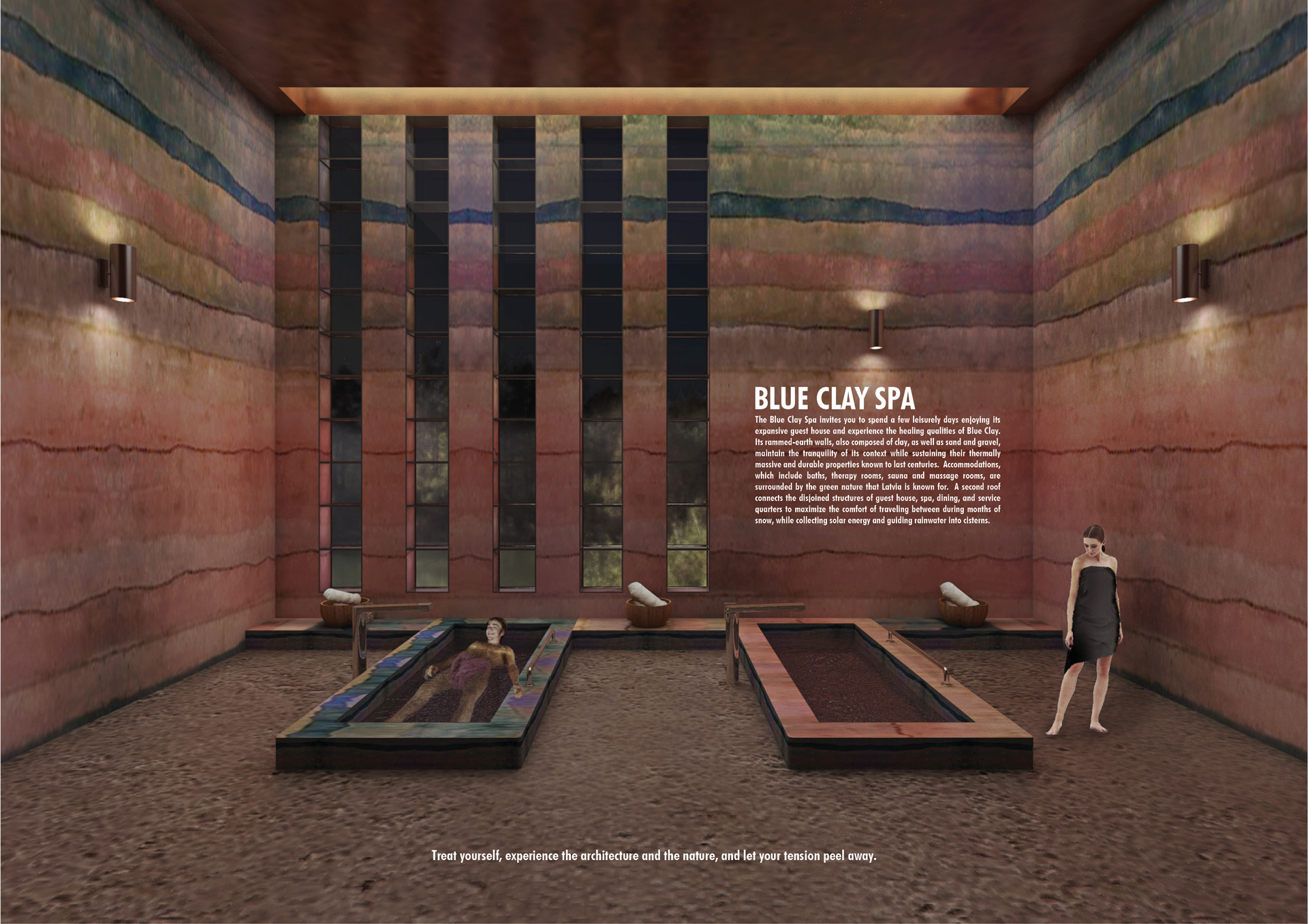 Blue Clay Spa - Interior Bath Rendering